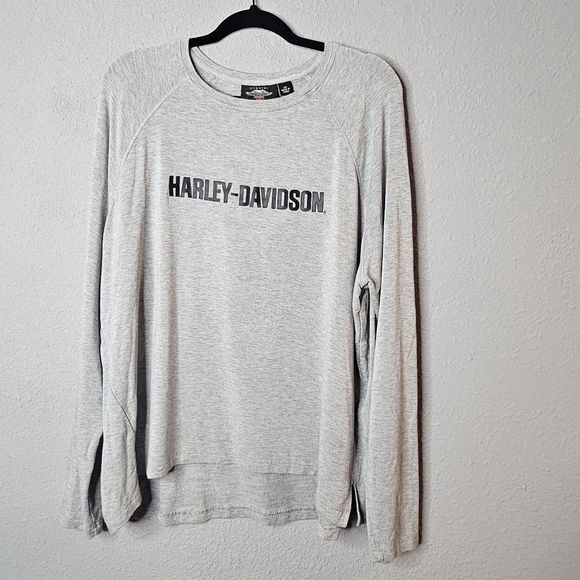 Harley Davidson Long Sleeve Tee Shirt Womens 2W Logo Spellout Biker SOFT Rayon - Picture 1 of 8